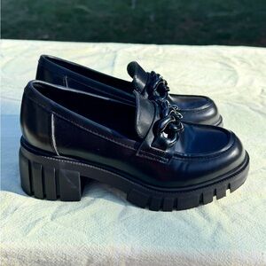 Black Chunky Heeled Loafers Size 6 Michael Shannon